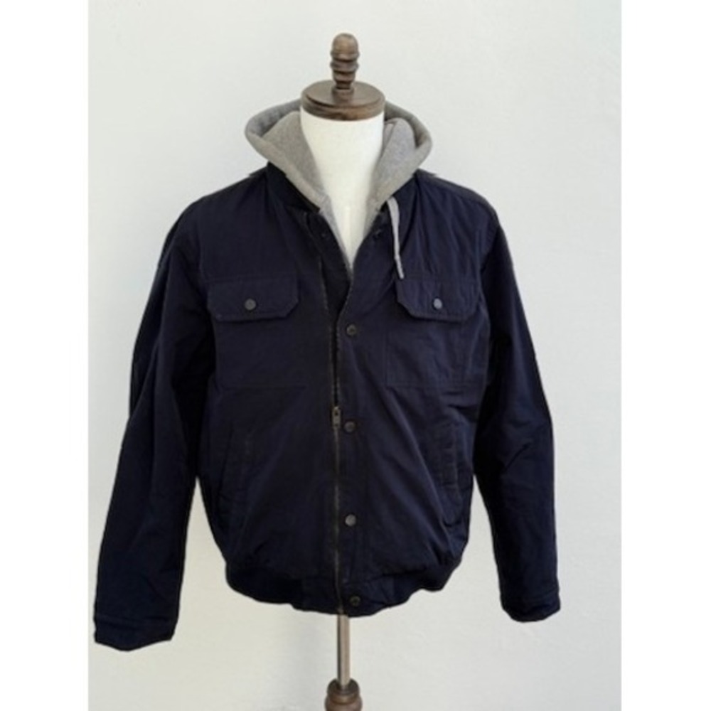 William Rast‎ Mens Navy Blue Utility Jacket Hoodie Bomber Size Large Timberlake